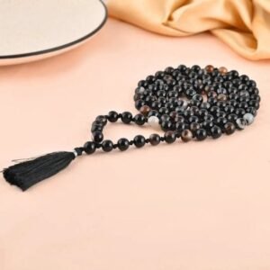 Black Agate 108 Beads Mala with Tassel